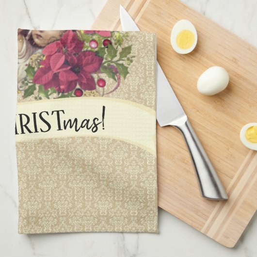 Gezegende Maagd Mary Jesus KerstFloral Theedoek (Quarter Fold)