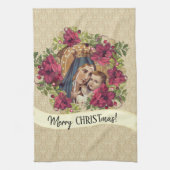 Gezegende Maagd Mary Jesus KerstFloral Theedoek (Verticaal)