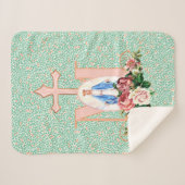 Gezegende Maagd Mary Religieuze Katholieke Kruis Sherpa Deken (Voorkant (horizontaal))