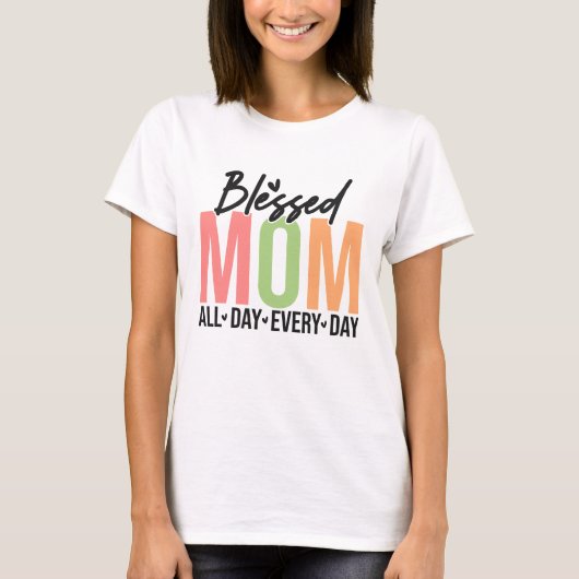 Gezegende Mama Boho Moederdag T-shirt (Voorkant)