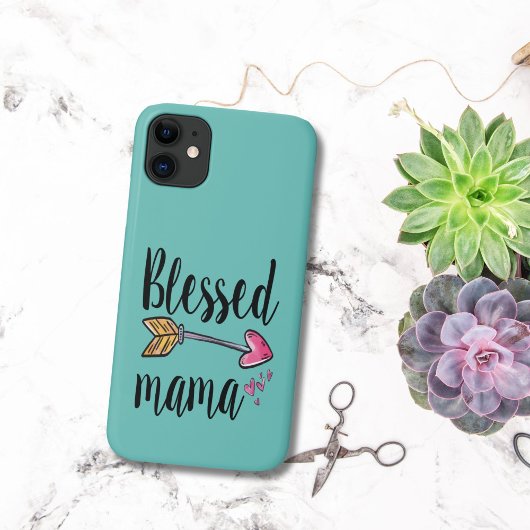 Gezegende mama-cadeau voor moeder Turquoise iPhone Case-Mate iPhone Case