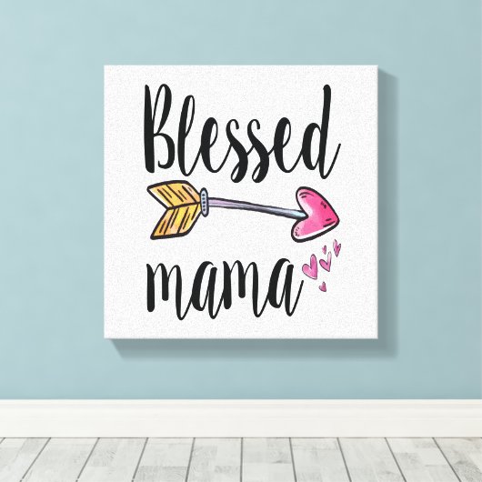 Gezegende mama Gift for mam Canvas Print (Insitu (Houten vloer))