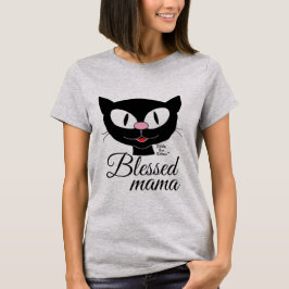 Gezegende mama Lachende Cartoon Kat Dames T-shirt
