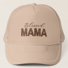 Gezegende Mama Leopard/Cheetah Print – gepersonali Trucker Pet