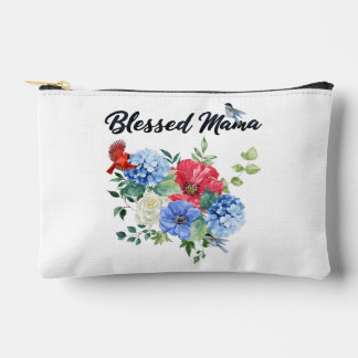 Gezegende Mama met Rood/Wit/Blauwe Bloemen & Vogel Etui