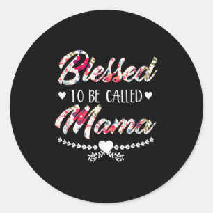 Gezegende mama of oma citeren grafische trendy mam ronde sticker