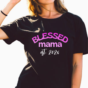 Gezegende Mama Opgericht Jaar Gradiënt Roze T-shirt