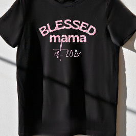 Gezegende Mama Opgericht Jaar Suikerstok Roze T-shirt