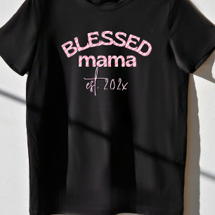 Gezegende Mama Opgericht Jaar Suikerstok Roze T-shirt