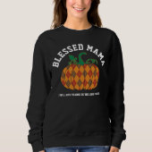GEZEGENDE MAMA Plaid Pumpkin Thanksgiving Herfst Trui (Voorkant)