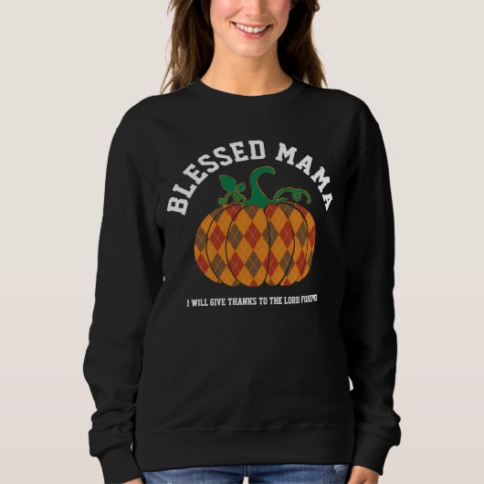 GEZEGENDE MAMA Plaid Pumpkin Thanksgiving Herfst Trui (Voorkant)