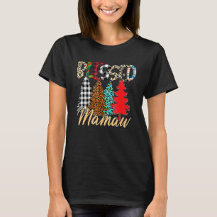 Gezegende Mamaw Luipaard Geruite Kerstboom Familie T-shirt