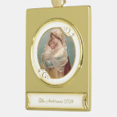 Gezegende Maria Baby Jezus Kerst Verguld Banner Ornament (Links)