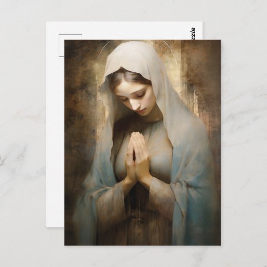 Gezegende Maria bidden Briefkaart (Voorkant / Achterkant)