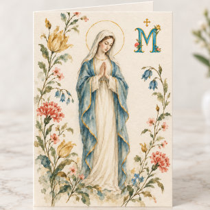 Gezegende Maria Mariaanse waterverfKlassieke bloem Kaart