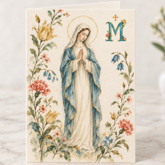 Gezegende Maria Mariaanse waterverfKlassieke bloem Kaart