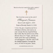 Gezegende Mary Peach begrafenismonument Heilige Ka Visitekaartje (Achterkant)