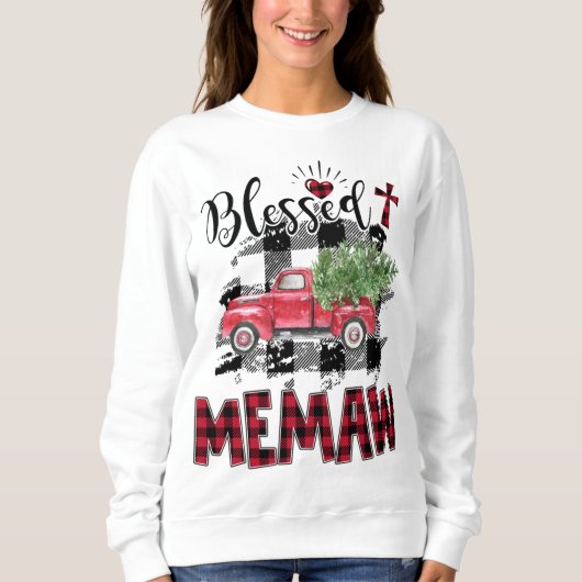 Gezegende Memaw Red plaid Kerstmis Trui (Voorkant)