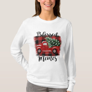 Gezegende memen Red Truck Vintage kerstboom T-shirt