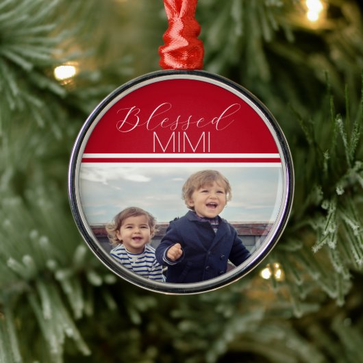 Gezegende MIMI aangepaste foto Metalen Ornament (Boom)