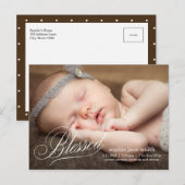 GEZEGENDE Moderne Geboorteaankondiging Aankondigingskaart (Voorkant / Achterkant)
