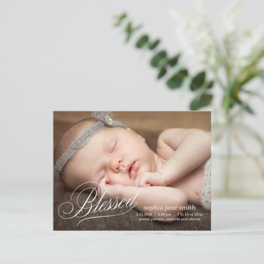 GEZEGENDE Moderne Geboorteaankondiging Aankondigingskaart (Staand voorkant)