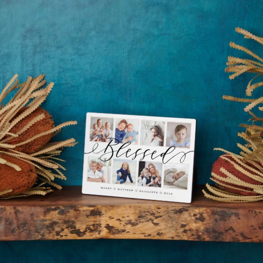 Gezegende moderne kalligrafie | Familie fotocollag Fotoplaat (Zijkant)