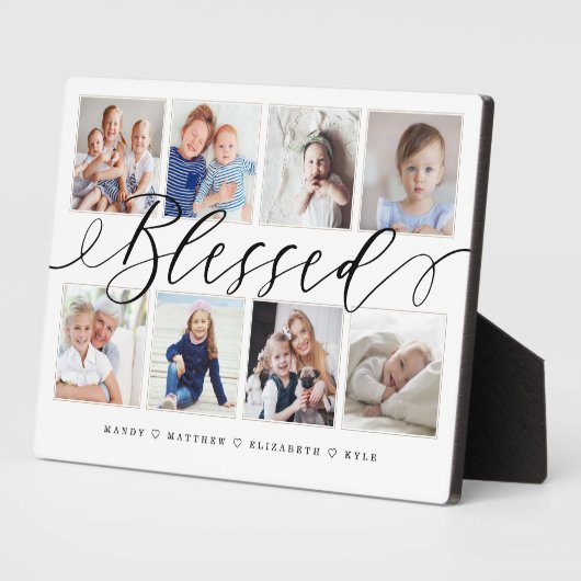 Gezegende moderne kalligrafie | Familie fotocollag Fotoplaat (Zijkant)