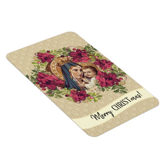Gezegende Moeder Baby Jesus Kerstkrans Bloemen Magneet (Rechterzijde)