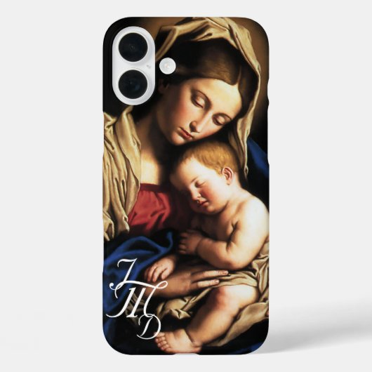 Gezegende Moeder en Christus Kind Monogrammed Case-Mate iPhone Case (Achterkant)
