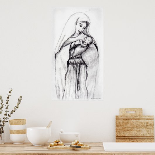 Gezegende moeder en kind poster (Keuken)