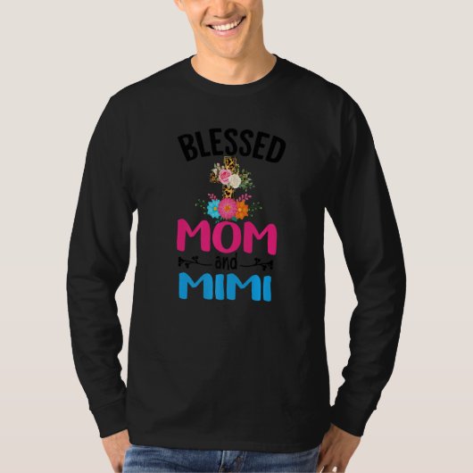 Gezegende Moeder en Mimi Floral Mimi Moederdag Vro T-shirt (Voorkant)
