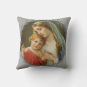 Gezegende moeder houdt de Baby Jesus Wreath vast Kussen (Achterkant)