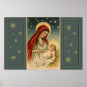 Gezegende moeder houdt het kind Jezus Kerstmis vas Poster (Voorkant)