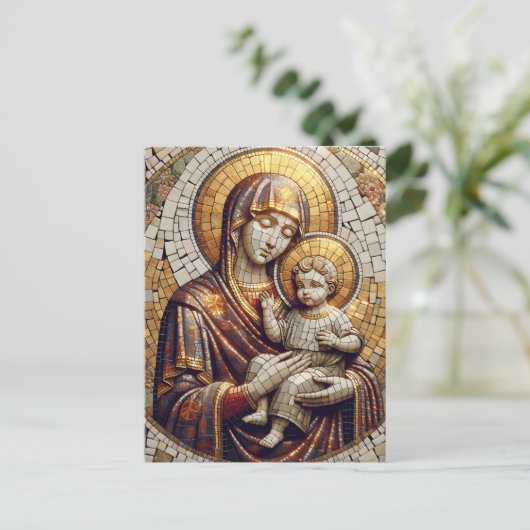 Gezegende Moeder Maria en Baby Jezus | Christmas Briefkaart (Staand voorkant)