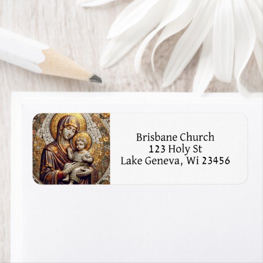 Gezegende Moeder Maria en Baby Jezus | Christmas Etiket (Insitu)