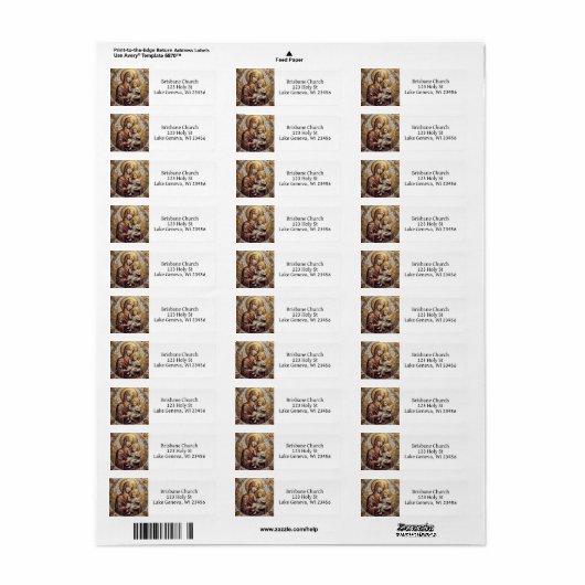 Gezegende Moeder Maria en Baby Jezus | Christmas Etiket (Full Sheet)