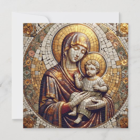 Gezegende Moeder Maria en Baby Jezus | Christmas Feestdagenkaart (Voorkant)
