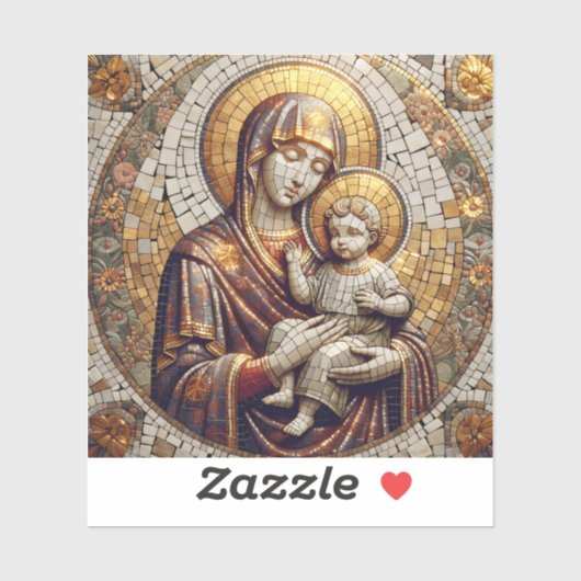 Gezegende Moeder Maria en Baby Jezus | Christmas Sticker (Vel)