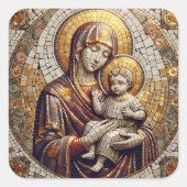Gezegende Moeder Maria en Baby Jezus | Christmas Vierkante Sticker (Voorkant)