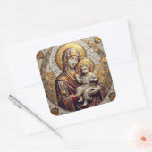 Gezegende Moeder Maria en Baby Jezus | Christmas Vierkante Sticker (Envelop)