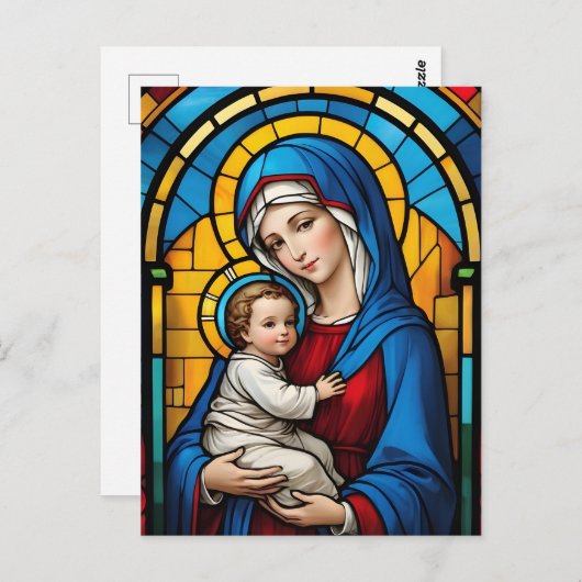 Gezegende Moeder Maria en Baby Jezus - Maagd Maria Briefkaart (Voorkant / Achterkant)