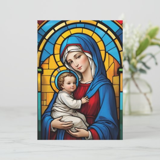 Gezegende Moeder Maria en Baby Jezus - Maagd Maria Feestdagenkaart (Staand voorkant)