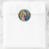 Gezegende Moeder Maria en Baby Jezus - Maagd Maria Ronde Sticker (Tas)