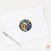 Gezegende Moeder Maria en Baby Jezus - Maagd Maria Ronde Sticker (Envelop)