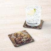 Gezegende Moeder Maria en Baby Jezus | religieus Bier Onderzetter (Rechterzijde)