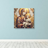 Gezegende Moeder Maria en Baby Jezus | religieus Canvas Afdruk (Insitu (Houten vloer))