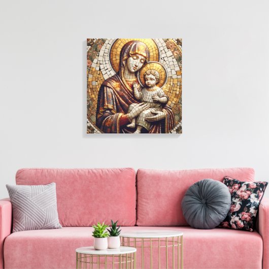 Gezegende Moeder Maria en Baby Jezus | religieus Canvas Afdruk (Insitu (Woonkamer))