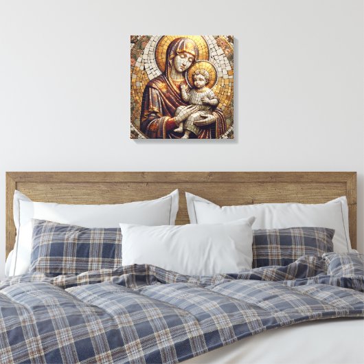 Gezegende Moeder Maria en Baby Jezus | religieus Canvas Afdruk (Insitu (Slaapkamer))