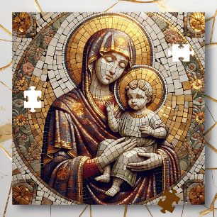 Gezegende Moeder Maria en Baby Jezus   religieus Legpuzzel